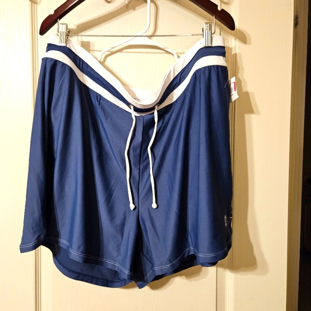 Free Country Drawstring Swim Shorts Blue | 3X Plus Size 24W